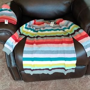 Nwt,girls,gap,crazy stripe sweater dress,xl (12),stocking hat.